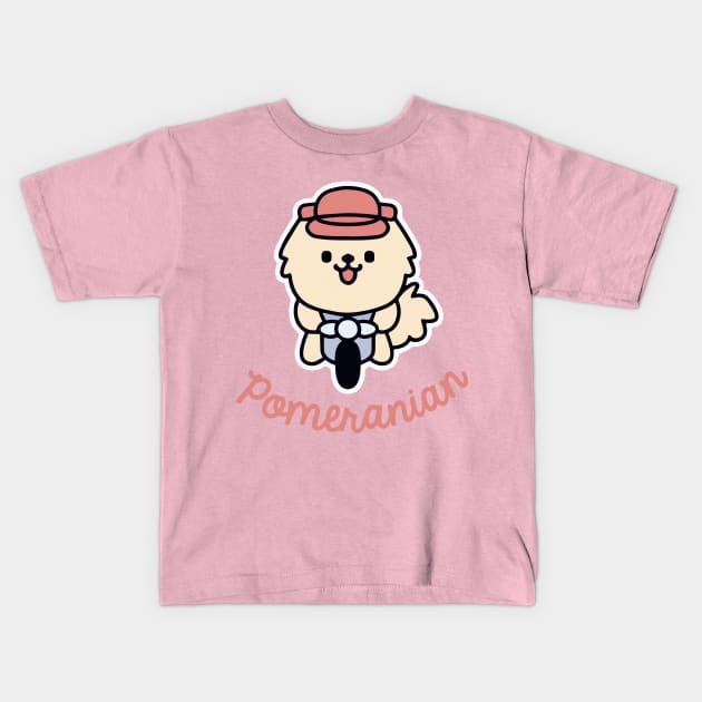 Pomeranian Dog Vintage Biker Dog Owner Retro Funny Dog Kids T-Shirt by BetterManufaktur